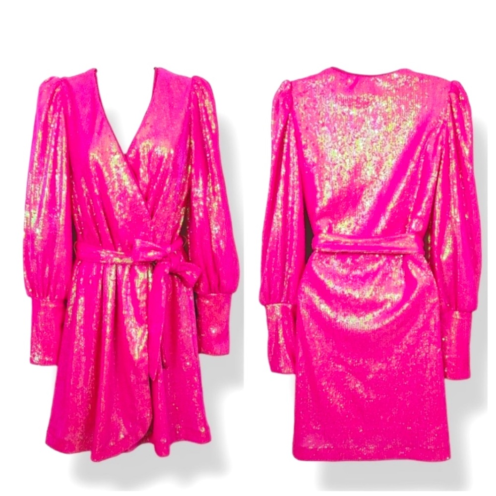 Gianni Bini pink sequin belted mini dress